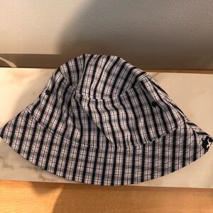 Hollister Blue and White Plaid Bucket Hat